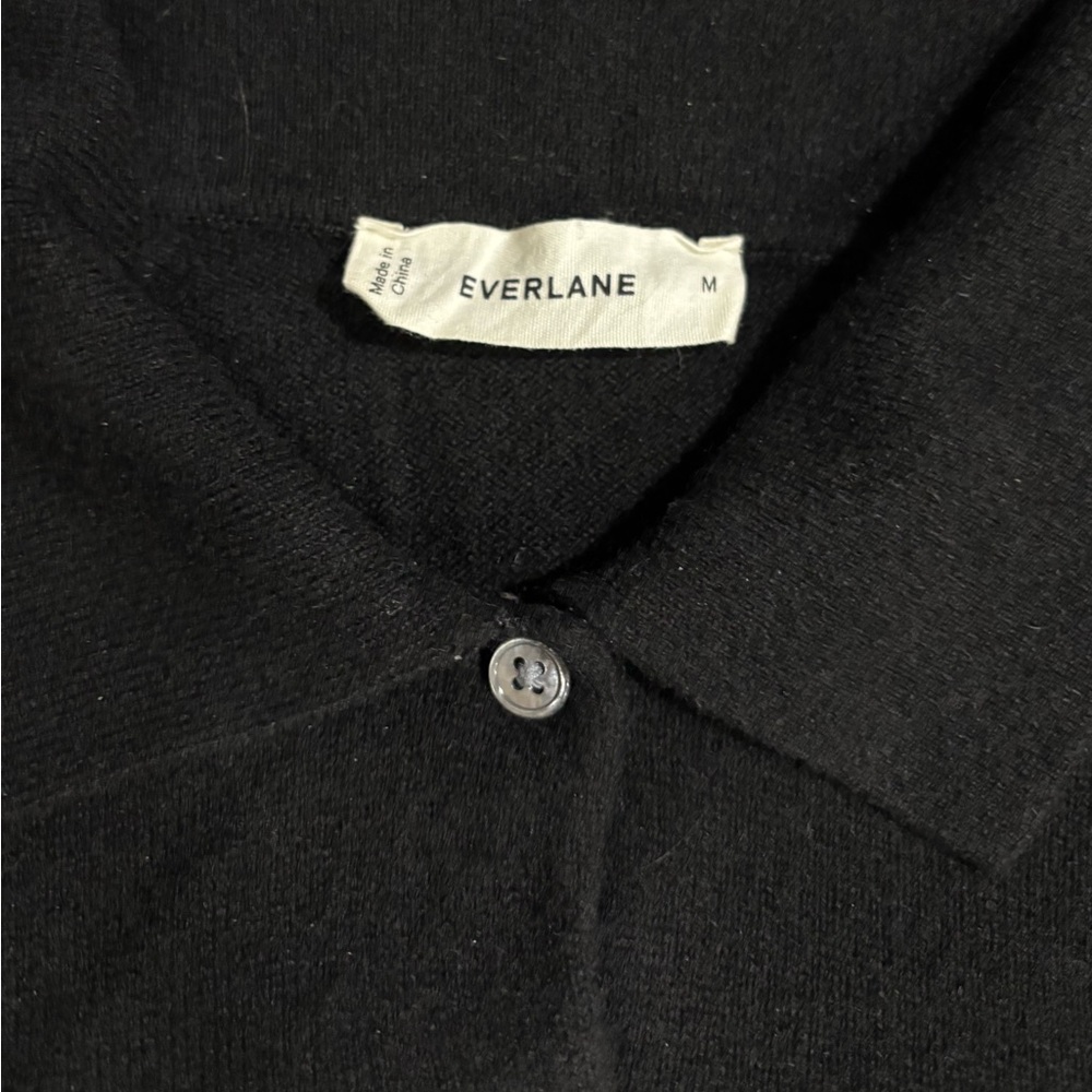 Everlane Women’s Cashmere Black Polo Sweater size M - Picture 2 of 6